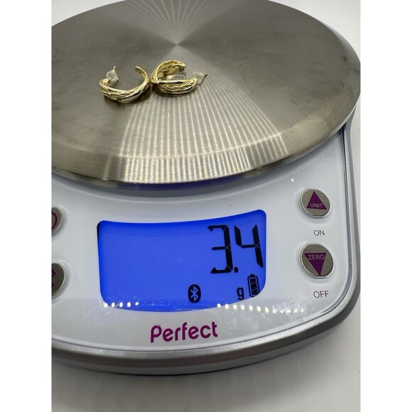 Braid Twist C-Shaped Open Hoop Earrings Gold Plated Sterling Silver 925 UTC CN - Picture 10 of 11